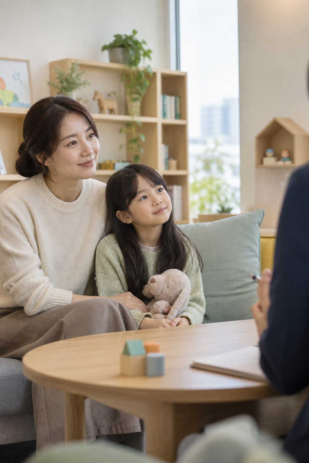 상담실에서 아이와 보호자를 맞이하는 따뜻한 공간
